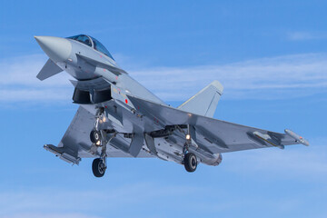 Eurofighter jet fighter landing after a mission