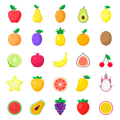 Fruit icon set, vector color fruit isolated symbols collection