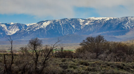 Fototapeta na wymiar Mountain landscape, snow in the mountains in spring in Montana