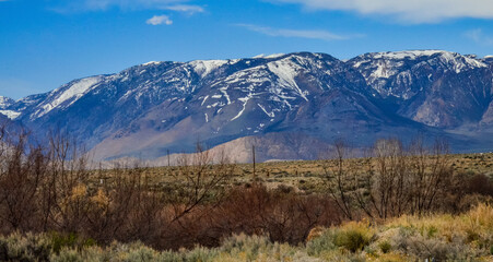 Mountain landscape, snow in the mountains in spring in Montana