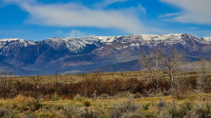 Mountain landscape, snow in the mountains in spring in Montana