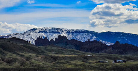 Naklejka premium Mountain landscape, snow in the mountains in spring in Montana