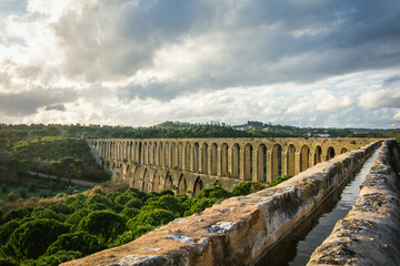Ancient aqueduct of Pegoes, wich supplied the convent of Christ in the templar city of Tomar, Portugal 