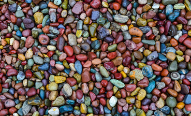 Multi-colored pebbles in the interior, round colored pebbles. Montana