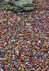 Multi-colored pebbles in the interior, round colored pebbles. Montana