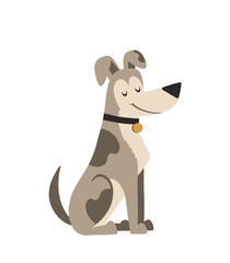 Obraz na płótnie Canvas Illustration of a cute gray dog isolated on a white background. Cartoon character sitting gray dog. Mongrel dogs animal characters illustration in cartoon flat style flat