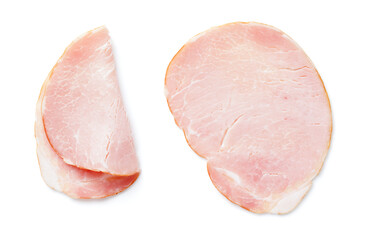 Sliced Smoked Pork Loin Isolated On White