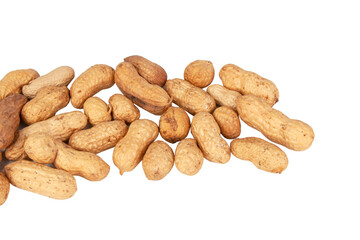 Group of peanuts dry isolated on the white background