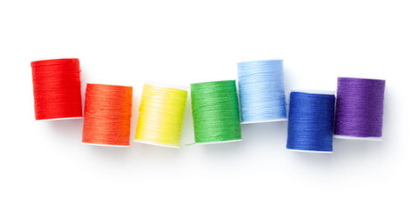 Sewing Threads Arranged Like Rainbow Colors Isolated