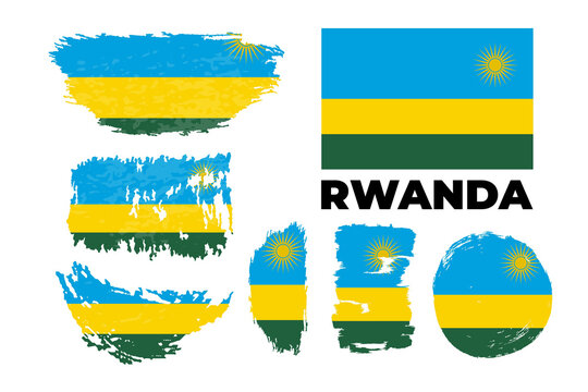 Brush painted grunge flag of Rwanda country.