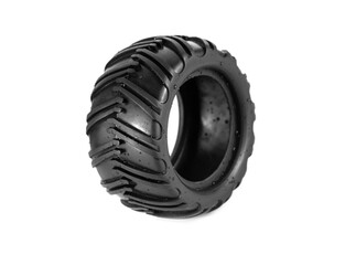 Wet car tire one on white background