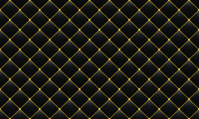 Fototapeta premium Luxury black background with golden chains and beads. Seamless vector illustration. Upholstery background.