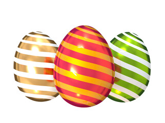 Painted Easter eggs isolated on white background