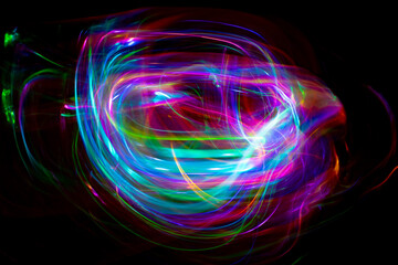 abstract illustration, color light , black background	
