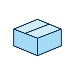 closed light blue packaging box on a white background