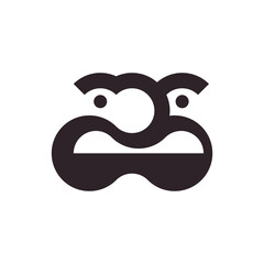 Vector face in graphic style. Digital art