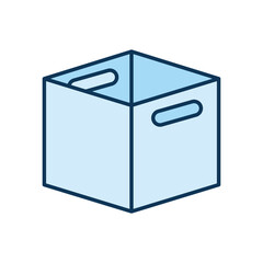 open blue packing box in a white background