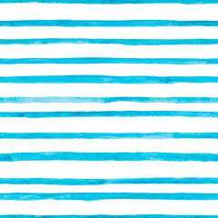 Seamless pattern with blue watercolor stripes. 