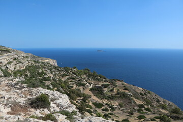Fototapeta na wymiar Landscape around Dingli Cliffs on the Mediterranean Sea, Malta