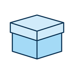 closed blue packaging box on a white background