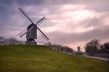 Naklejka premium Characteristic windmills of Brugge