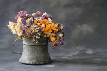 vintage vase and beautiful flowers