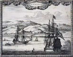 18th c engraving of Panama