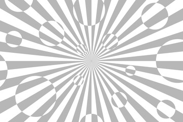 Vector illustration with stripes and circles with optical illusion. Op art abstract background.