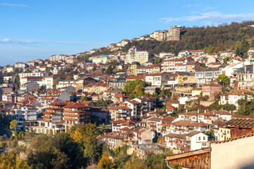 Fototapeta na wymiar Sunrise view of city of Veliko Tarnovo, Bulgaria