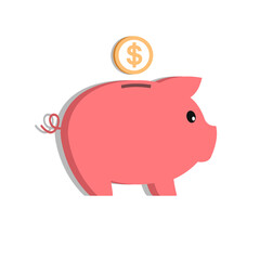 Flat style piggy bank icon. Vector. Isolated on white background.