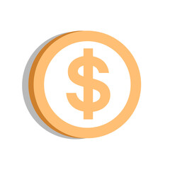 Flat style coin icon. Vector. Isolated on white background.