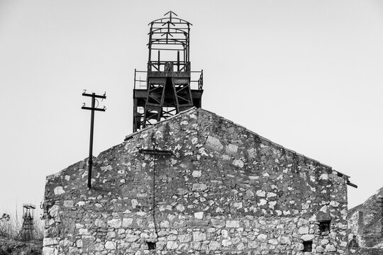 Abandoned sulphur mining complex Trabia Tallarita in Riesi, Sicily, Italy