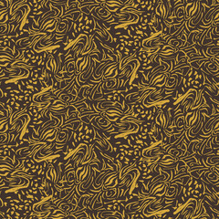 Abstract seamless vector pattern in yellow and brown. Surface print design for fabrics, stationery, scrapbook paper, gift wrap, textiles, backgrounds, and packaging.
