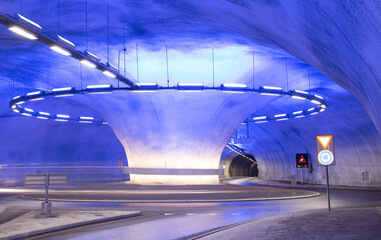 Subterranean roundabout in a mountain near Hardangerfjord, Norway