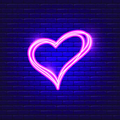 Heart neon icon. Valentine's day concept. Symbol  love. Vector illustration for design.