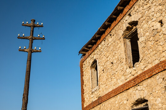 Abandoned sulphur mining complex Trabia Tallarita in Riesi, Sicily, Italy