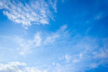 Blue sky and clouds at sunset. Background sky. Nature