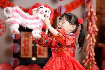 young chinese girl with traditional dressing up celebrate Chinese new year