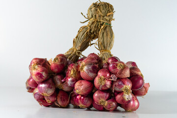 Shallots from Sisaket Province, white background