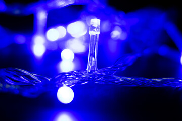 small light with blue bokeh background