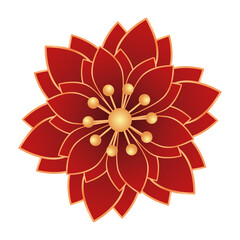 Isolated red flower. Vintage flower icon - VEctor