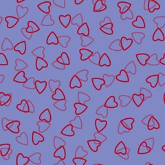Simple hearts seamless pattern,endless chaotic texture made of tiny heart silhouettes.Valentines,mothers day background.Great for Easter,wedding,scrapbook,gift wrapping paper,textiles.Red on lilac