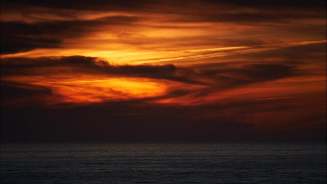 Seascape. Sunset over sea water. Sky getting dark. Nature landscape. Time lapse