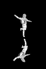 Lonely astronaut. Isolated silhouette of cosmonaut. Man in spacesuit