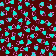 Simple hearts seamless pattern,endless chaotic texture made tiny heart silhouettes.Valentines,mothers day background.Great for Easter,wedding,scrapbook,gift wrapping paper,textiles.Azure,pink,burgundy