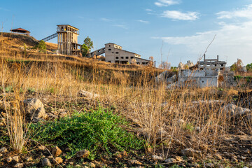 Abandoned sulphur mining complex Trabia Tallarita in Riesi, Sicily, Italy