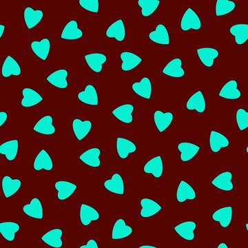 Simple hearts seamless pattern,endless chaotic texture made of tiny heart silhouettes.Valentines,mothers day background.Great for Easter,wedding,scrapbook,gift wrapping paper,textiles.Azure on burundy