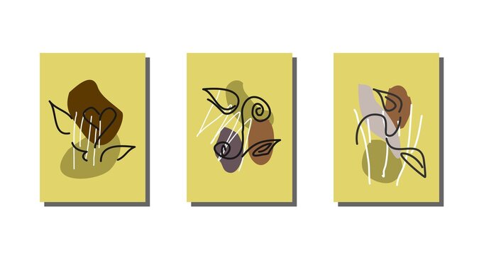 Abstract illustration set with black outline which is perfect for decoration walls or boook covers