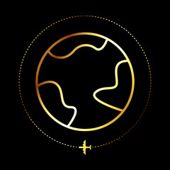 Air travel icon. Vector icon of travel by plane land. Travel vector icon in flat style. Icon isolated.