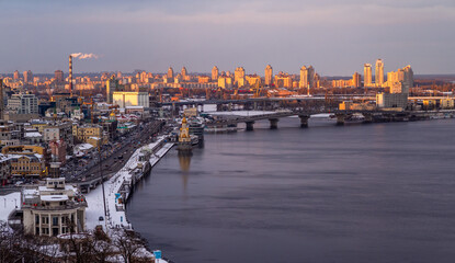 Fototapeta premium Embankment in Kiev with a view of Podil..